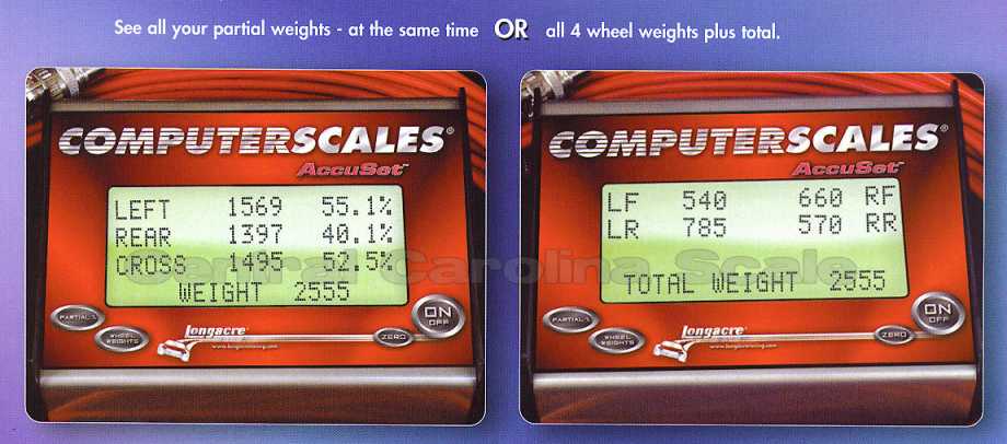 LF LR RF RR Total weight display